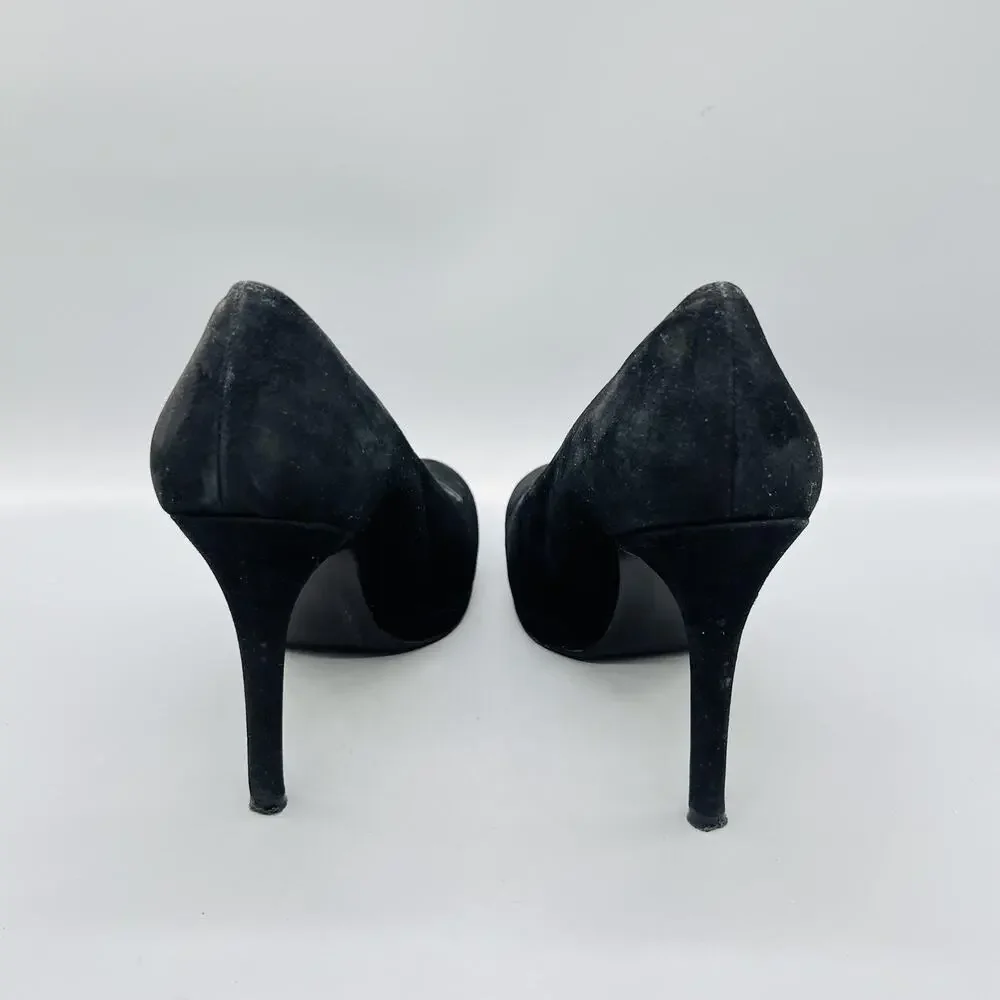 Stuart Weitzman Shoes Womens 8.5 Black Suede Platform Round Toe Stiletto Pumps